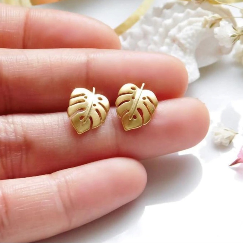 Charmed Coast - Monstera Earrings - Brand New